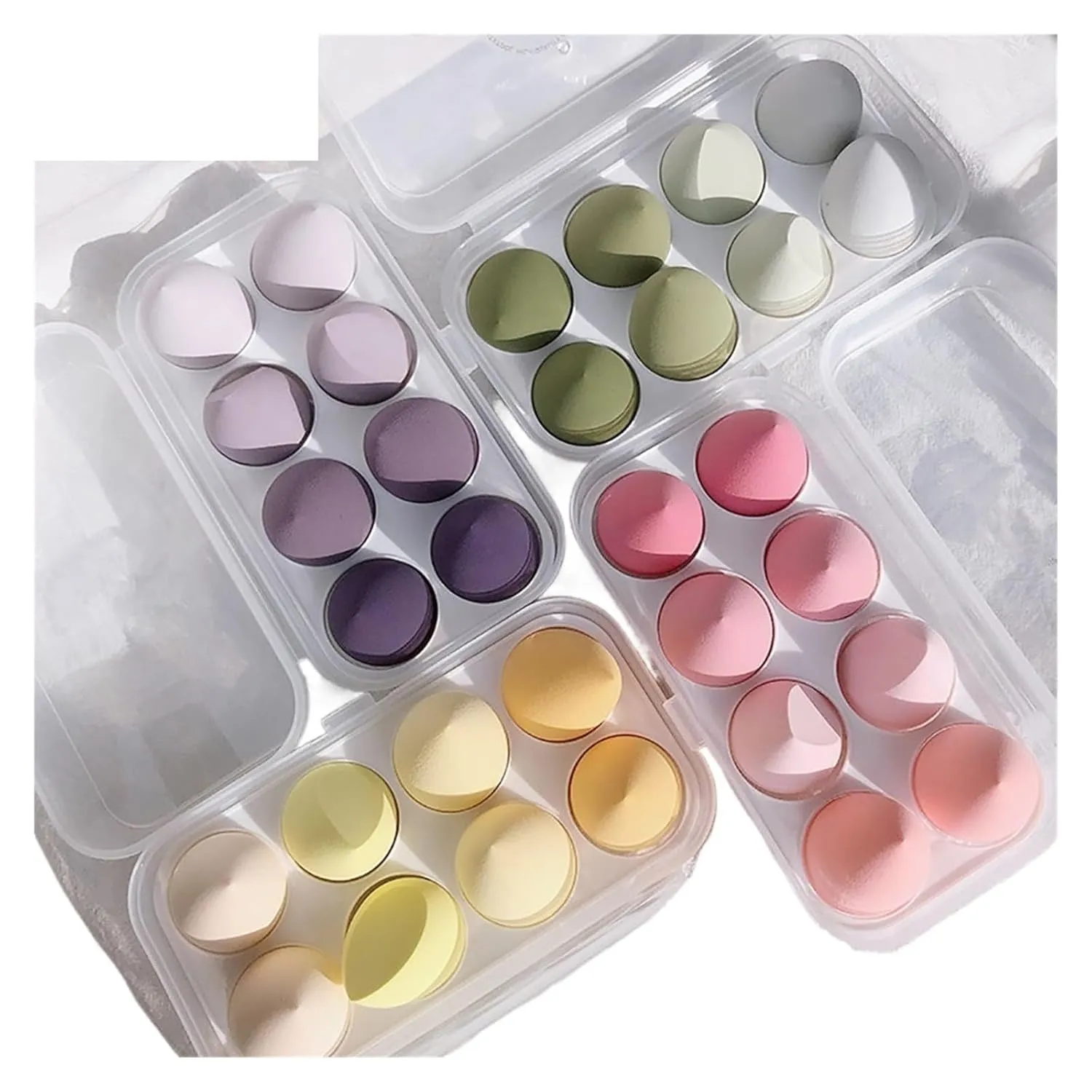 SBTRKT 4/8pcs Makeup Sponge Blender Beauty Egg Cosmetic Puff Soft Foundation Sponges Powder Puff Women Make Up Accessories Beauty Tools (Color : 4 Purple 4Yellow)