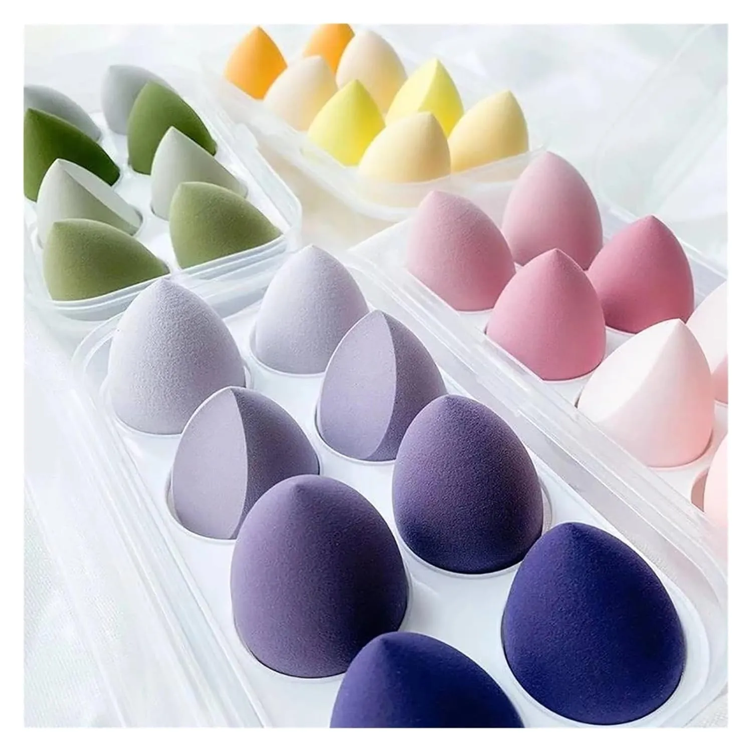 SBTRKT 4/8pcs Makeup Sponge Blender Beauty Egg Cosmetic Puff Soft Foundation Sponges Powder Puff Women Make Up Accessories Beauty Tools (Color : 4 Purple 4Yellow)