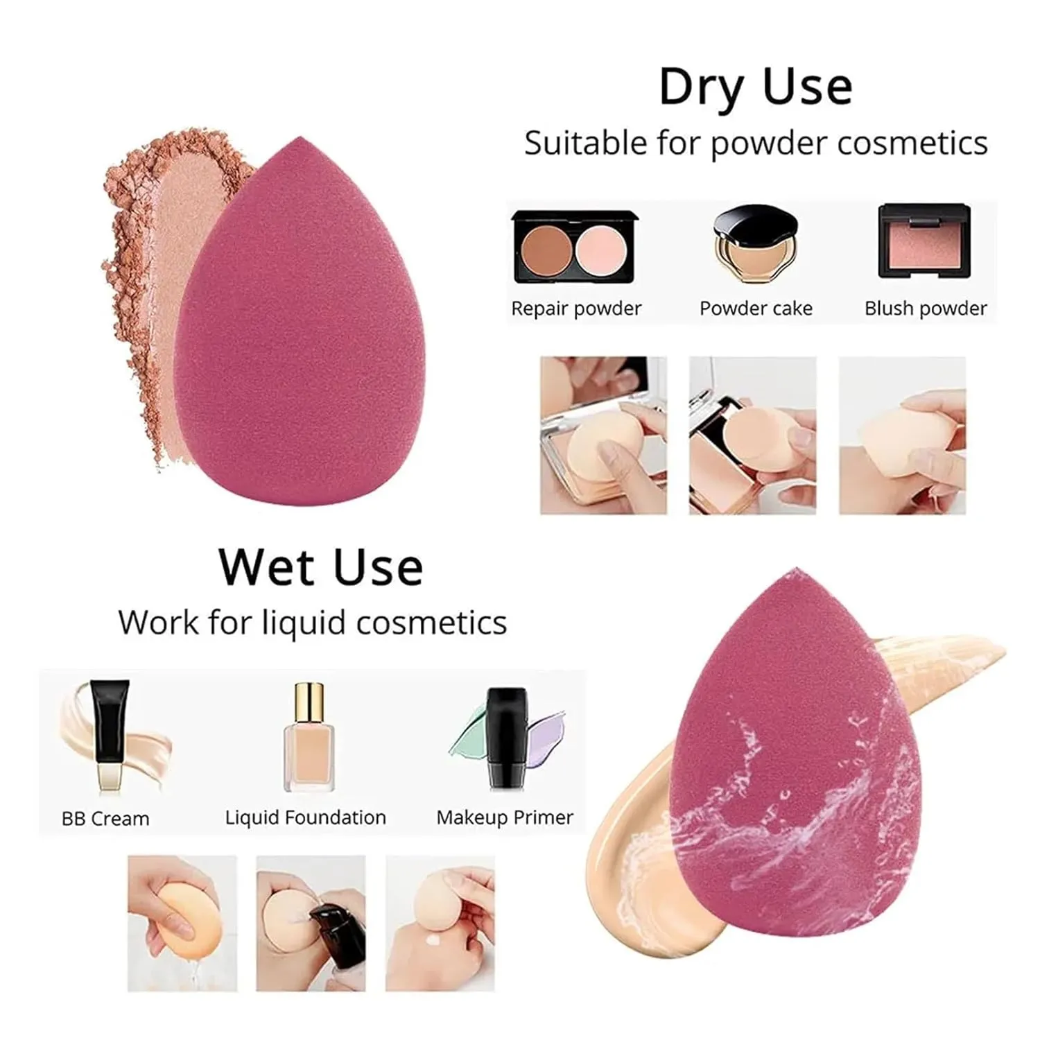 SBTRKT 4/8pcs Makeup Sponge Blender Beauty Egg Cosmetic Puff Soft Foundation Sponges Powder Puff Women Make Up Accessories Beauty Tools (Color : 4 Purple 4Yellow)