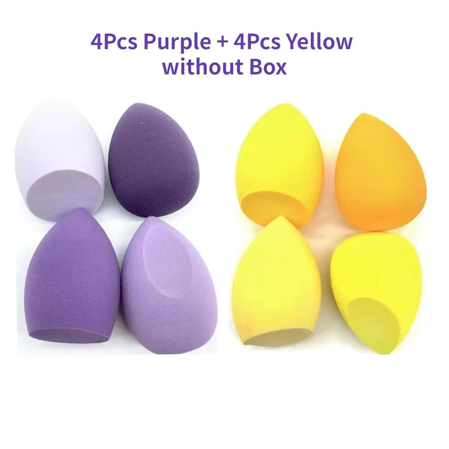 SBTRKT 4/8pcs Makeup Sponge Blender Beauty Egg Cosmetic Puff Soft Foundation Sponges Powder Puff Women Make Up Accessories Beauty Tools (Color : 4 Purple 4Yellow)