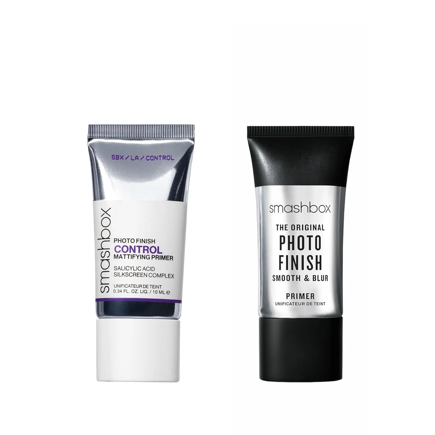 Smashbox Photo Finish Smooth & Blur Primer   Control Mattifying Primer Travel Set | Includes Photo Finish Primer to Smooth & Blur Skin, 0.34 Fl Oz   Mattifying Primer For Oil Control, 0.34 Fl Oz