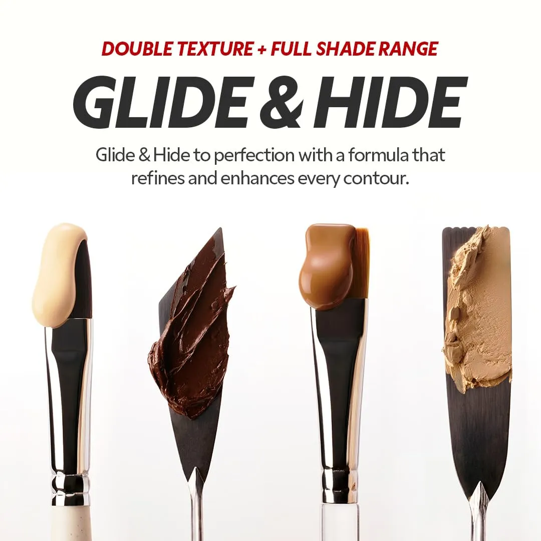 TIRTIR Glide&Hide Blurring Concealer - Creamy texture, Conceals dark circles and wrinkles, Dual formula (liquid tip & balm stick), Long-lasting wear, Korean Makeup, #7.3N, 0.28 Oz