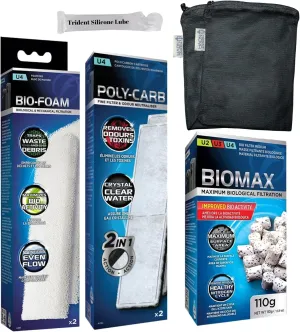 U4 Underwater Filter Media Maintenance & Replacement Filter Media Kit, Including Trident Mesh Bags(U4 Underwater Bio-Foam Pad, U4 BioMax, U4 Poly-Carb Cartridge)