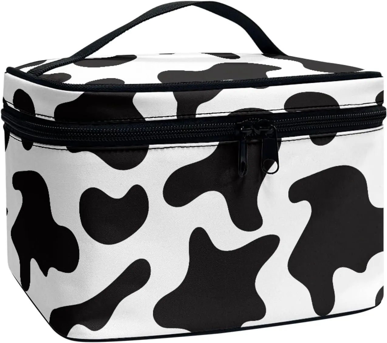 Uasibuni Cow Print Portable Cosmetic Bag,Travel Portable Makeup Bag for Accessories Toiletries Hanging Cosmetic Organizer