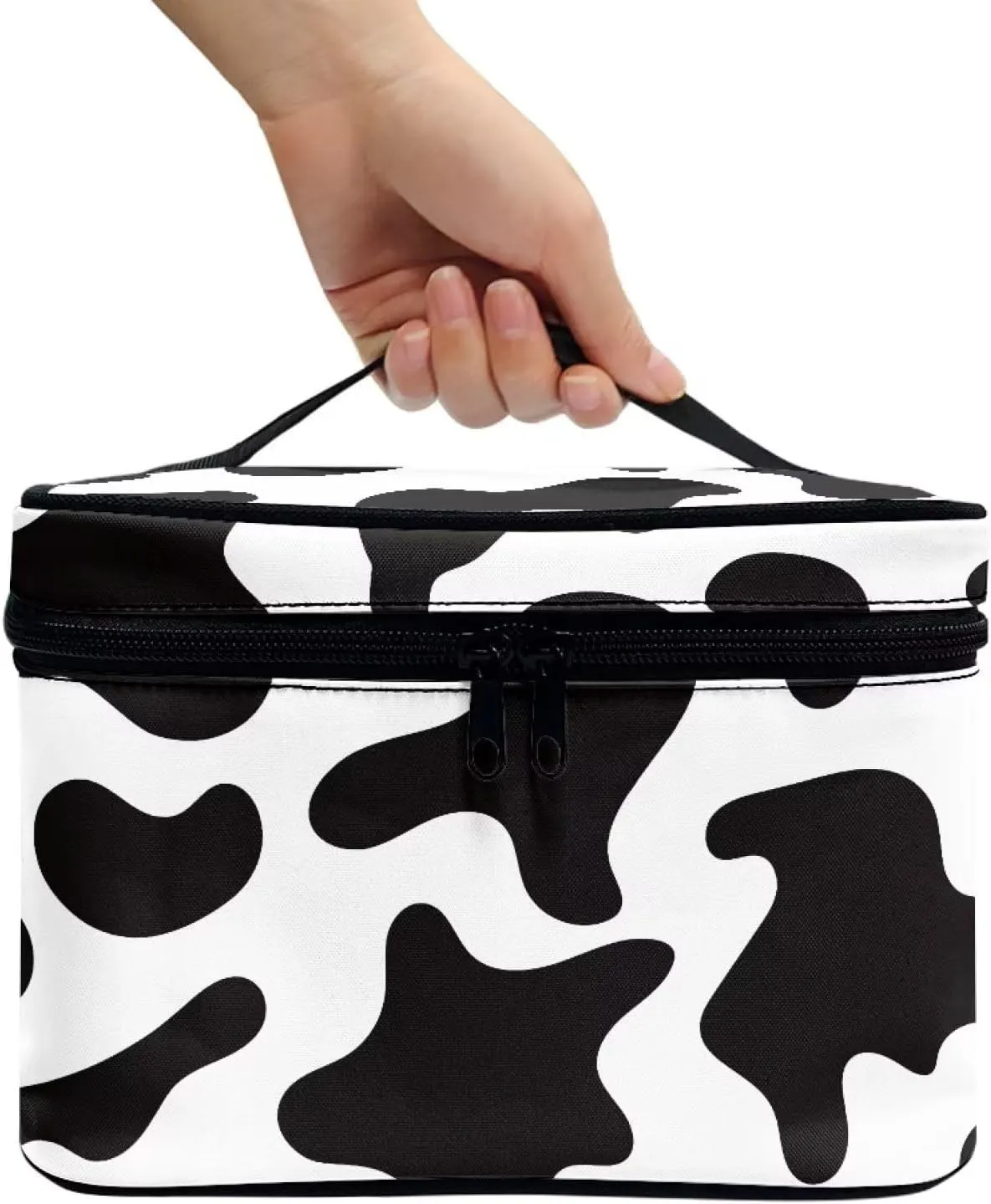 Uasibuni Cow Print Portable Cosmetic Bag,Travel Portable Makeup Bag for Accessories Toiletries Hanging Cosmetic Organizer