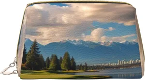 Vancouver Golf Course Printed Small Makeup Bag,Travel Cosmetic Bag Purse with Zipper,Water-resistant Makeup Organizer Bag for Women