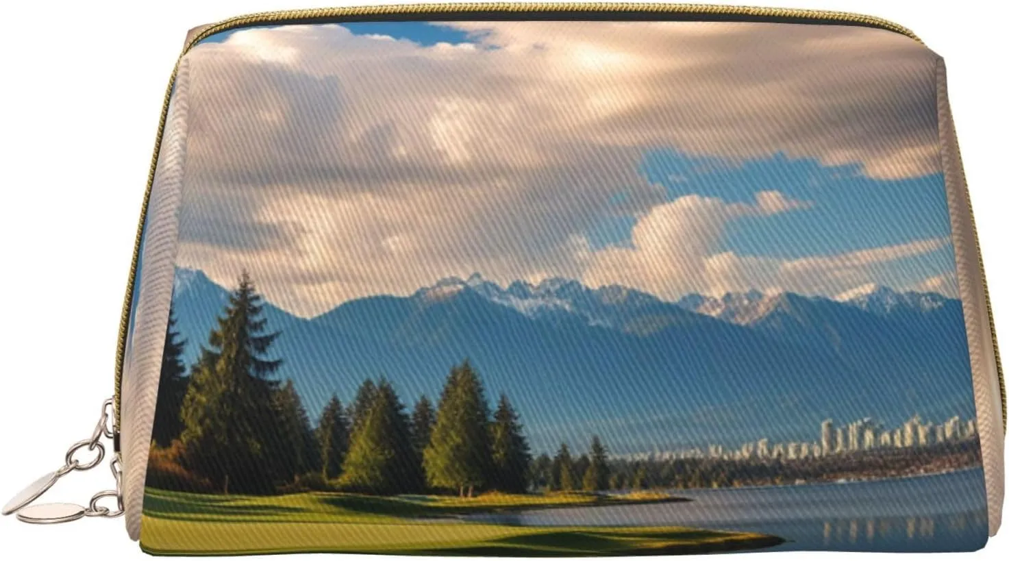 Vancouver Golf Course Printed Small Makeup Bag,Travel Cosmetic Bag Purse with Zipper,Water-resistant Makeup Organizer Bag for Women