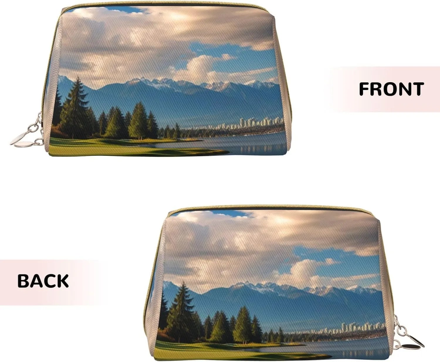 Vancouver Golf Course Printed Small Makeup Bag,Travel Cosmetic Bag Purse with Zipper,Water-resistant Makeup Organizer Bag for Women