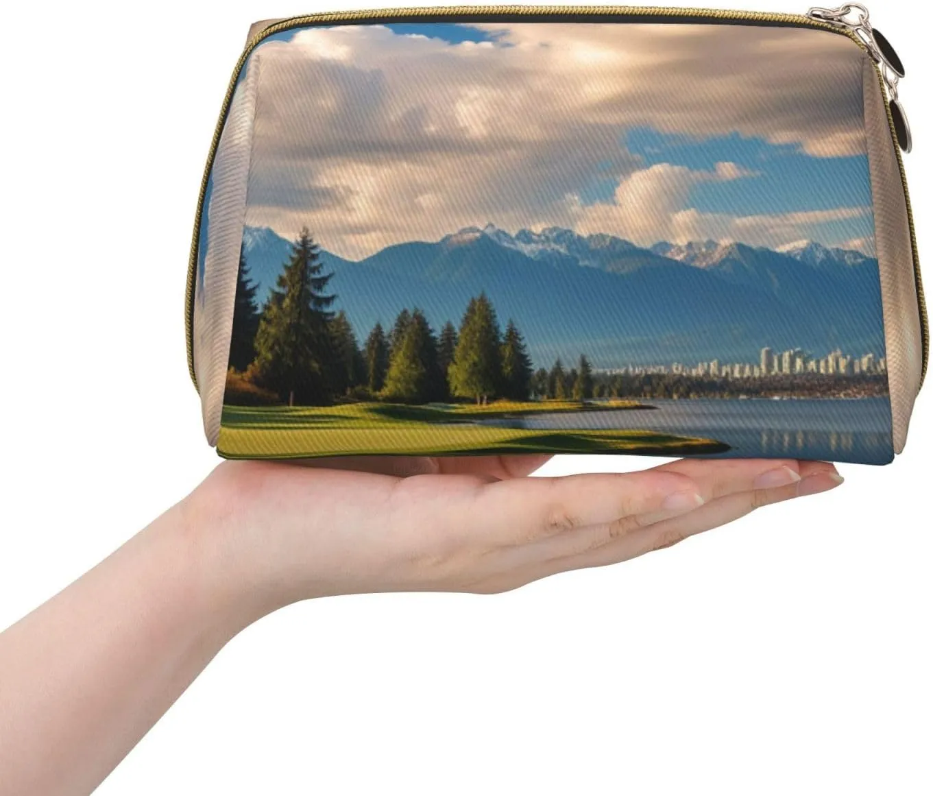 Vancouver Golf Course Printed Small Makeup Bag,Travel Cosmetic Bag Purse with Zipper,Water-resistant Makeup Organizer Bag for Women