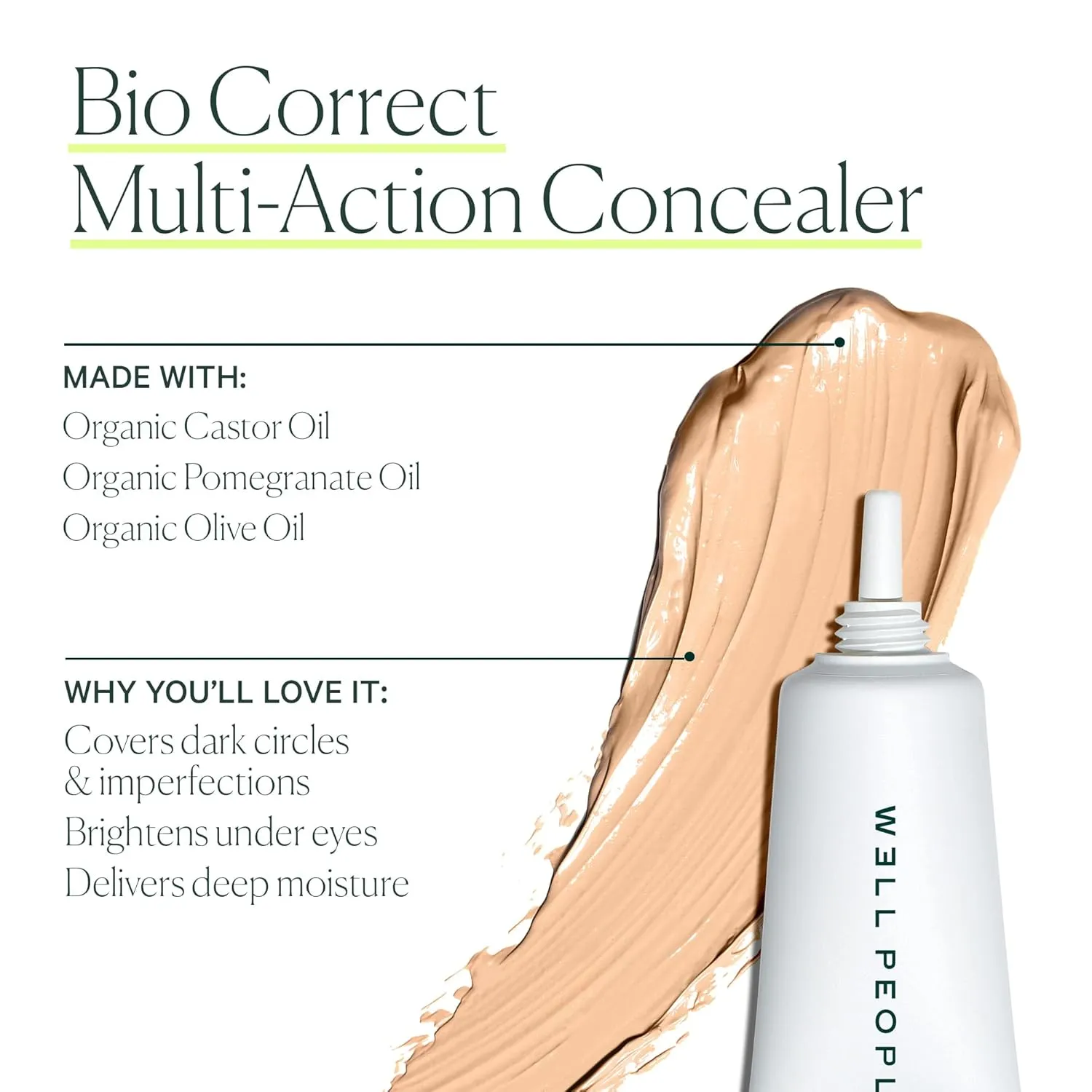 Well People Bio Correct Concealer, Full-coverage, Nourishing Liquid Concealer For Concealing & Correcting, Hydrating Formula, Vegan & Cruelty-free,14N